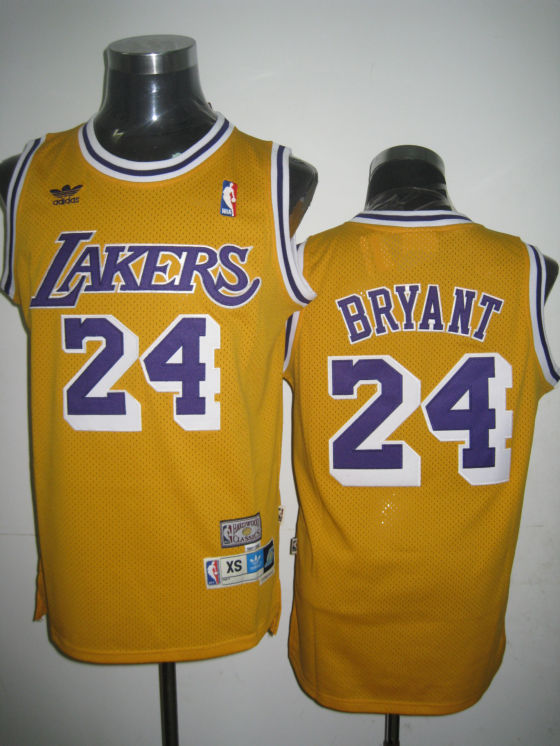  NBA Los Angeles Lakers 24 Kobe Bryant Swingman Yellow Throwback Jersey